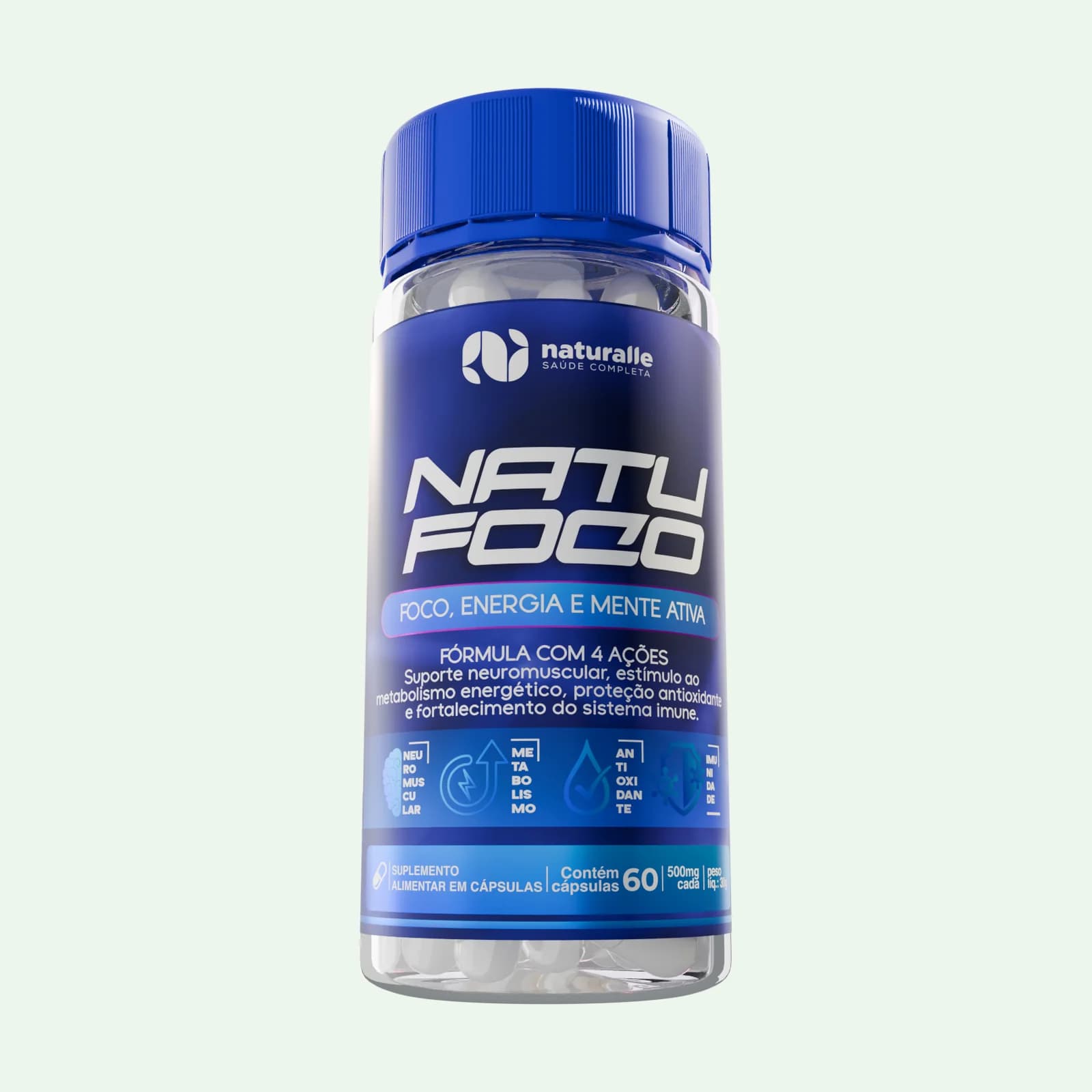 NatuFoco Naturalle, pote com 60 cápsulas